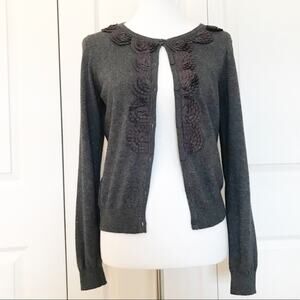 Boden Charcoal Grey Button Front Cashmere Angora Blend Cardigan Womens Size 12